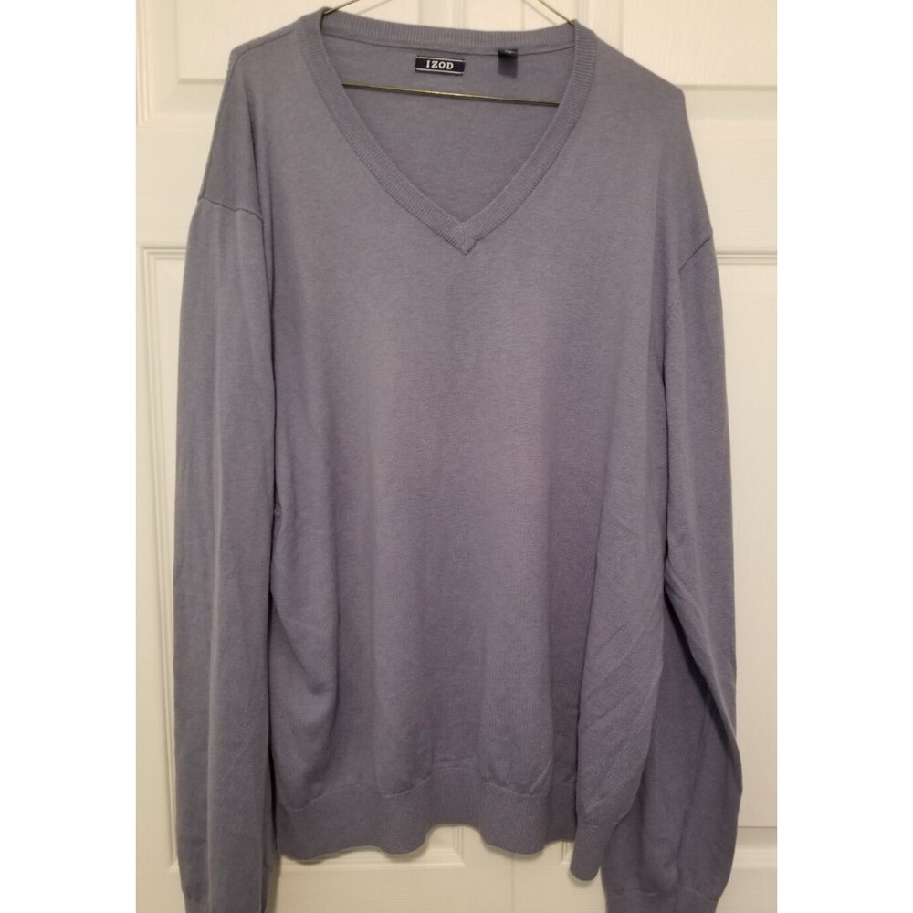 IZOD Men's Knit Sweater Long Sleeve V-Neck Blue Academia Size XXL
